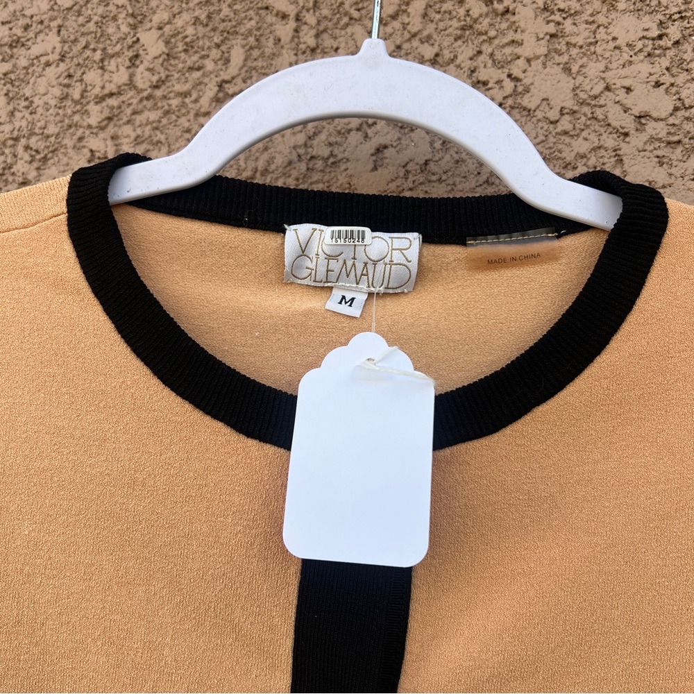 Victor Glemaud Crop Top M Cardigan Black Contrast Cafe Au Lait Ribbed Knit Y2K - Picture 7 of 11